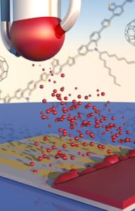 Spray-coating glass to create a solar cell.